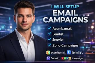 setup acumbamail mailchimp lemlist snovio and zoho email campaigns