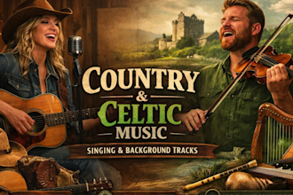 authentic country singer, irish celtic, vocal music with background music