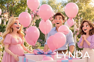 3d pixar style ai animation 3d gender reveal animation baby announcement cartoon