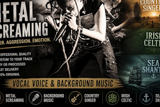 create anprofessional sea shanty, pirate and celtic folk vocals