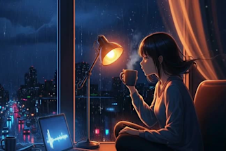 create cinematic 4k lofi loop animation for youtube and streams with cozy vibes
