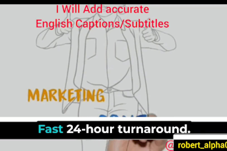 add accurate english captions, srt or vtt file in 24h
