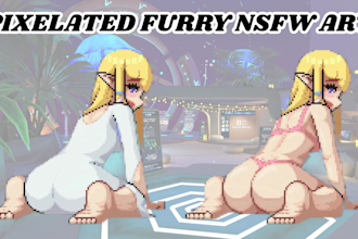 draw custom furry art nsfw furry icon animated furry sticker in pixel art style
