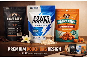 pouch design, packaging design, label design, product packaging, dieline design