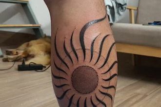 design custom tattoo stencil, fine line flower and geometric tattoo