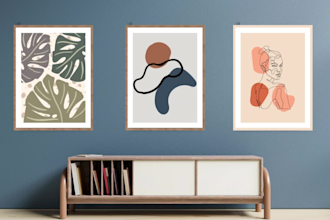 custom canvas wall art, digital prints boho vector illustrations for etsy