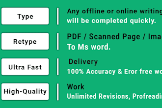 do rapid typing job, PDF to ms word, retype pages