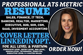 write sales, banking, marketing, finance, accounting, realtor, executive resume