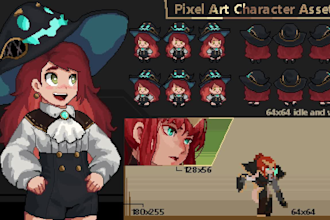 create pixel art character sprite animation and assets