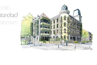 draw architecture or cityscape in watercolor