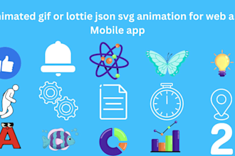 create animated gif or lottie json svg animation for mobile app and web