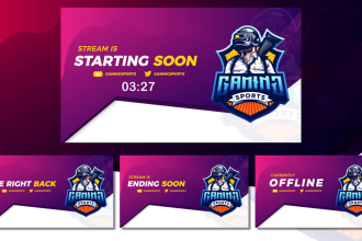 make animated twitch brb, starting soon, offline screens