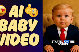 do cinematic 4k ai baby podcast videos, ai talking baby podcast, ai baby news