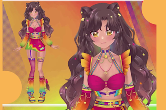 design and rig 2d vtuber model live2d vtuber model, vtuber commission for stream