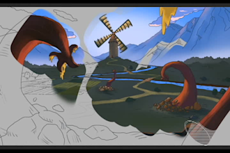 draw environment art in fantasy, sci fi, medieval style