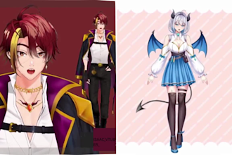 draw and rig live2d vtuber model 2d anime vtuber model live 2d vtuber commission