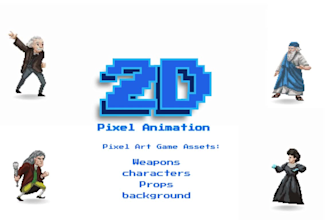 draw 2d pixel art retro style pixel art game asset, pixel art sprite sheet props