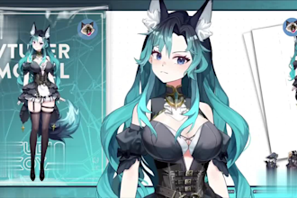 draw live 2d vtuber model, live 2d rigging, vtuber model, vtuber commission