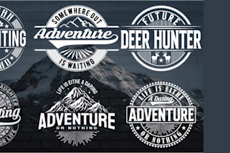 make vintage badge logo and retro t shirt design in 8 hours