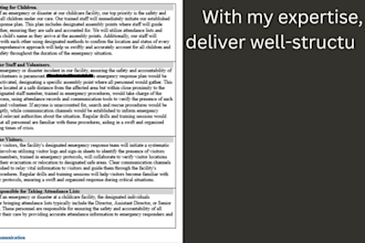write childcare center policies and procedures, sops