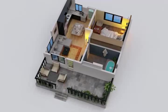 create a realistic 3d floor plan with interior and furniture layout