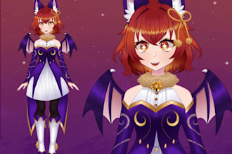 design and rigging anime style live2d vtuber model for streaming
