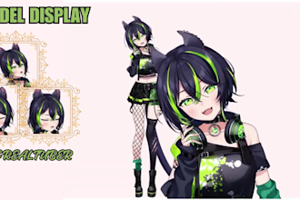 design live2d character, 2d vtuber, vtuber design, vtuber rigging, live 2d model