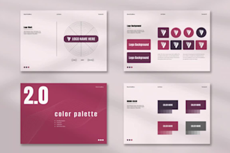 create modern logo and brand book, full brand style guide, brandbook