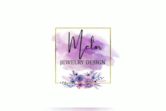 create watercolor boho signature logo for your brand
