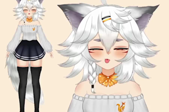 draw and rig female 2d vtuber model, live2d vtuber model, male 2d vtuber design