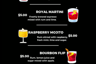 design creative food menu, cafe menu, coffee menu 1 day