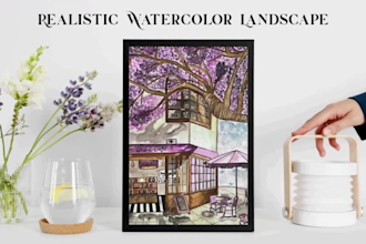 make a unique watercolor landscape based on your idea