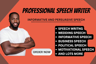 do speech writing, wedding speech, informative business and political speech