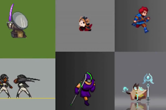 2d pixel art game character assets for sprite sheet top down tileset vtuber rpg