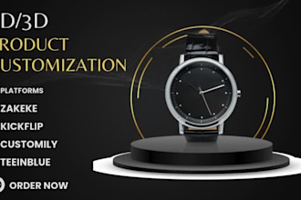 develop 2d 3d product configurator on zakeke, kickflip, customily shopify
