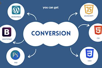 convert sketch HTML,  PSD to bootstrap, figma to HTML