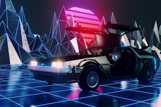 provide awesome synthwave and retro style music video
