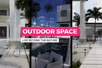 3d landscape exterior design backyard front yard terrace patio garden outdoor