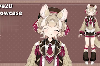 draw live 2d vtuber model, live 2d rigging, live streaming avatar, 2d anime