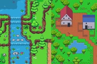 do 2d pixel art game assets top down pixel tileset tile map sprite sheet rpg