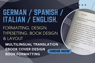 format design spanish book, german book, italian book, typesetting, layout span