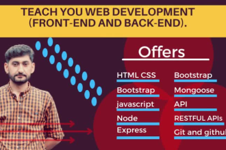 teach you HTML CSS javascript react node express mongodb postgresql and API