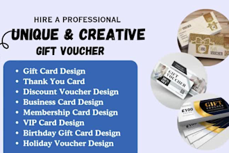 design unique or attractive gift card, discount voucher gift certificate design