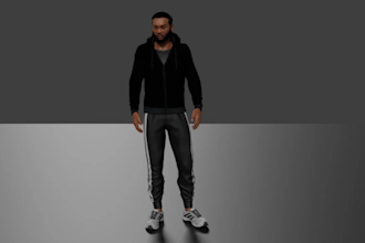 create realistic 3d human character model for you and rig