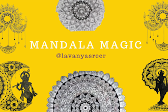 create unique hand drawn mandala art for print
