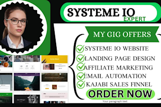 design ebook landing page, book promotion, online course systeme io sales funnel