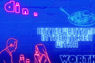 do a neon hand drawn style lyric video