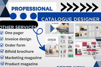 design stunning one pagers, invoices, bifold brochures and product magazines