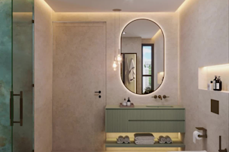 do luxury bathroom interior design and 3d rendering