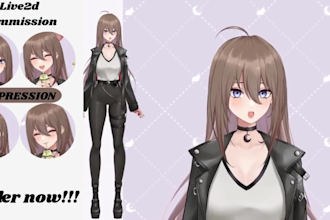 draw custom 2d vtuber model, vtuber rigging, live2d model, vtuber outfit